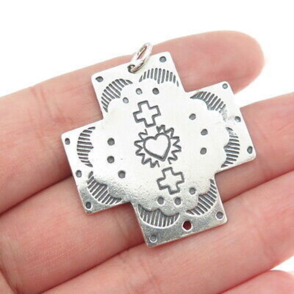 T FOREE HUNSICKER 925 Sterling Silver Vintage Cross Pendant - Picture 1 of 7